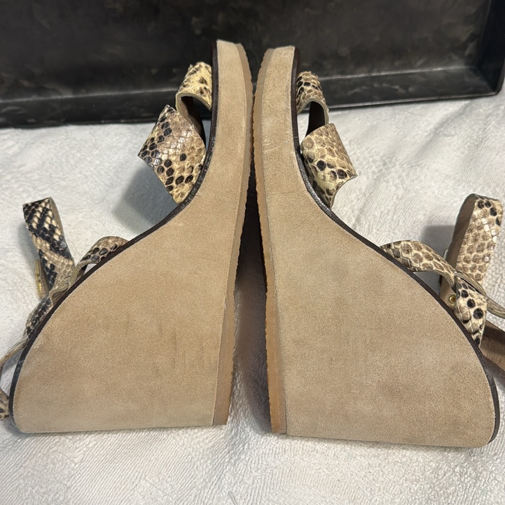 Apc Snakeskin Python Juliette Sandals Wedges Sued… - image 5